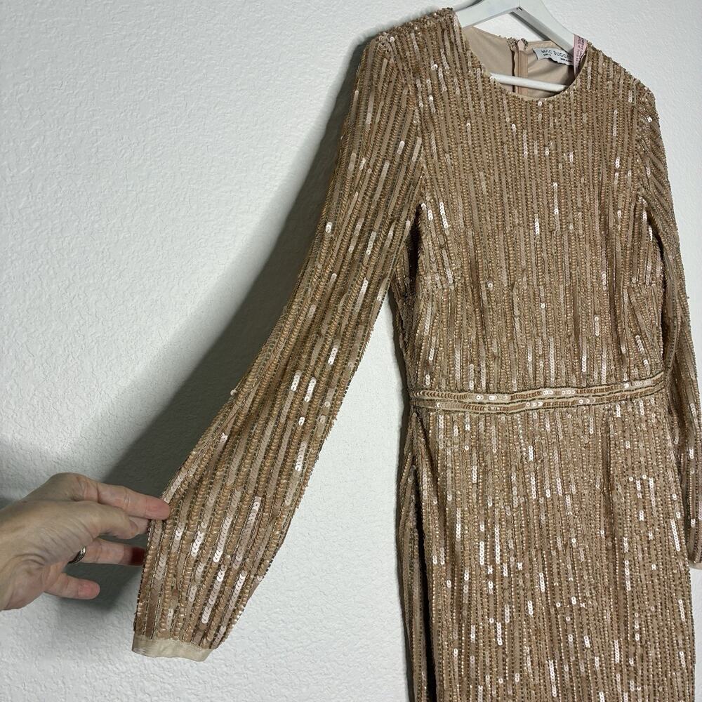 Mac Duggal Champagne Sequin Beaded Cocktail Dress 10 NWT - Picture 6 of 12